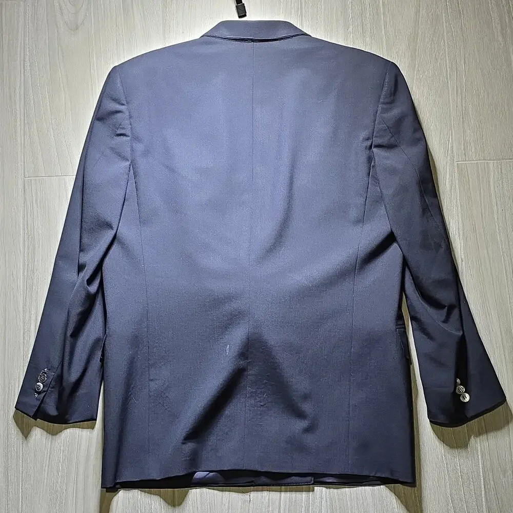 Canali Milano Singke Breast Navy Wool Blazer Two-Button Peak Lapel